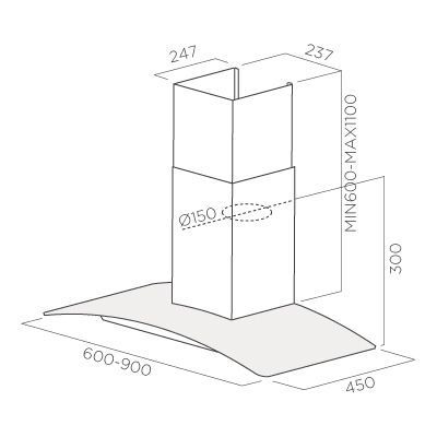 Вытяжка JET AIR Click PB 90 IX/BK купить с доставкой по Москве и Московской области в интернет-магазине АваТехно