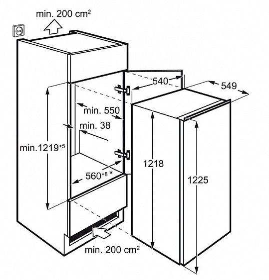 Встраиваемый холодильник Electrolux ERN2001BOW купить с доставкой по Москве и Московской области в интернет-магазине АваТехно