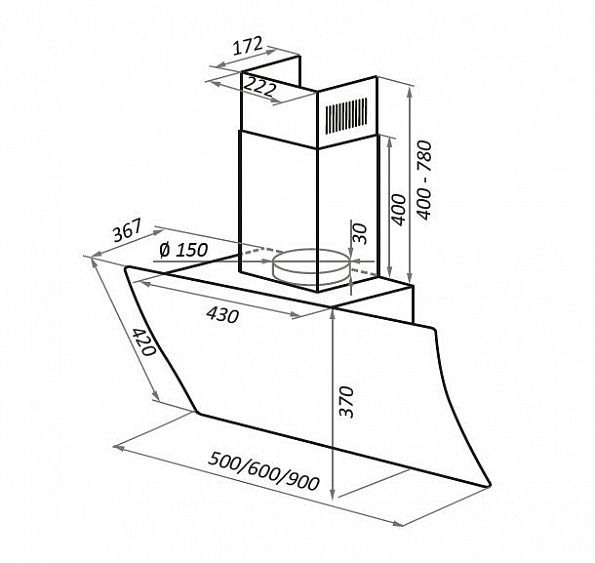 Каминная вытяжка Maunfeld SKY STAR CHEF 90 белый купить с доставкой по Москве и Московской области в интернет-магазине АваТехно