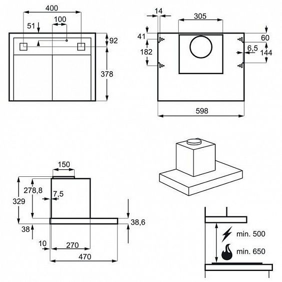 Подвесная вытяжка ELECTROLUX EFT 6566 OW купить с доставкой по Москве и Московской области в интернет-магазине АваТехно
