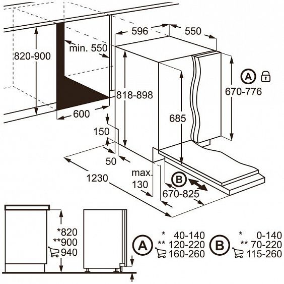 Посудомоечная машина встраиваемая полноразмерная AEG f 98870 vi купить с доставкой по Москве и Московской области в интернет-магазине АваТехно