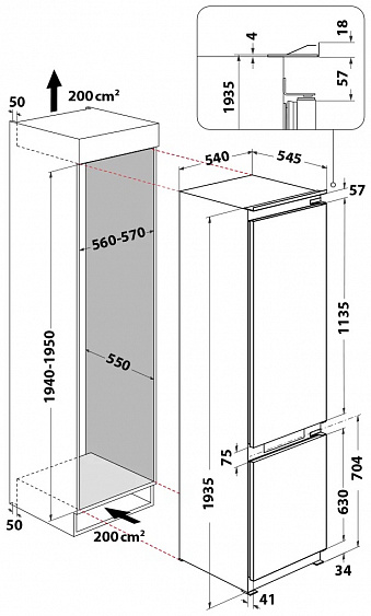 Встраиваемый холодильник WHIRLPOOL WHC20T352 купить с доставкой по Москве и Московской области в интернет-магазине АваТехно