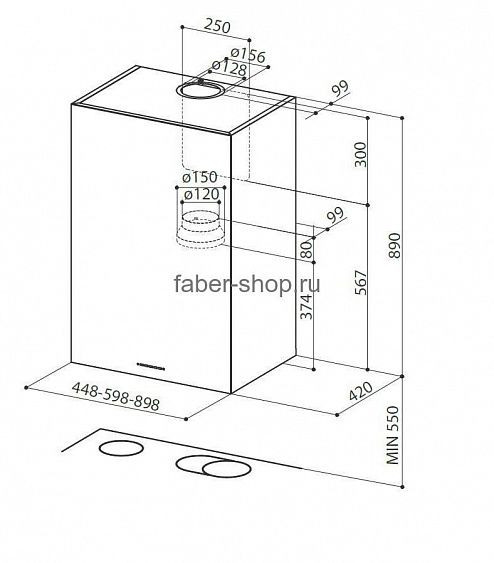Вытяжка FABER CUBIA PLUS EV8 X A90 купить с доставкой по Москве и Московской области в интернет-магазине АваТехно