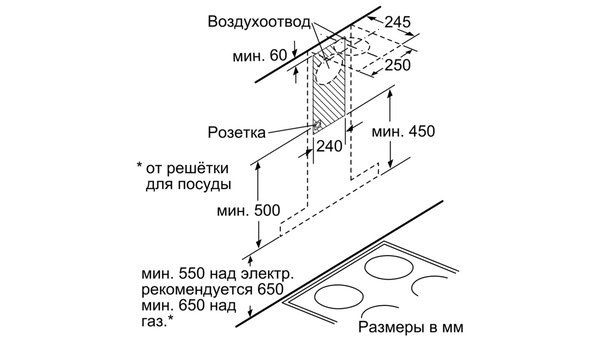Каминная вытяжка Bosch DWB 67JP50 купить с доставкой по Москве и Московской области в интернет-магазине АваТехно