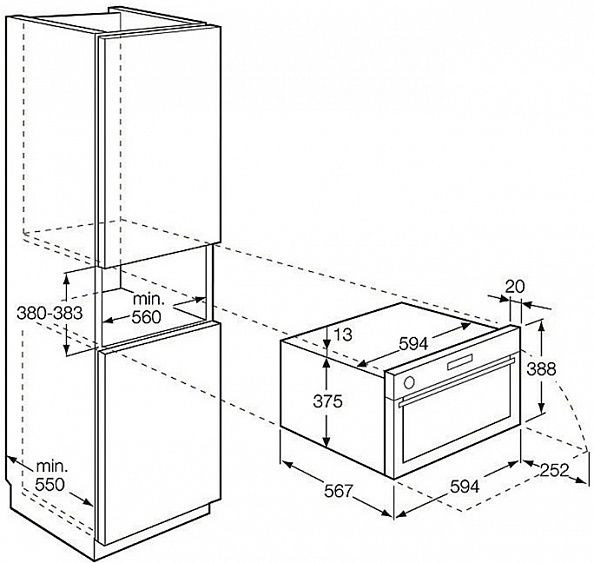 Шкаф для встраиваемой духовки и микроволновки размеры