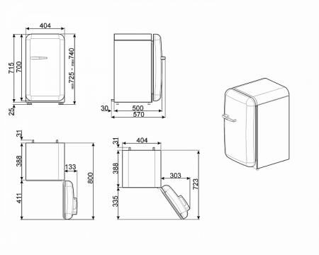 Минибар SMEG FAB5ROR3 купить с доставкой по Москве и Московской области в интернет-магазине АваТехно