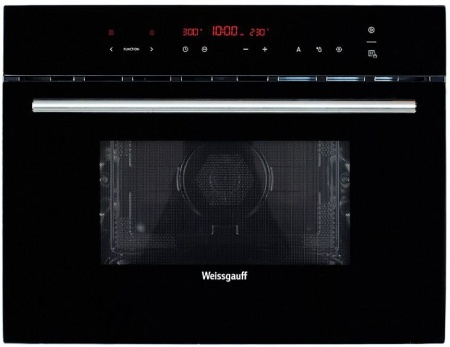 Встраиваемый компактный духовой шкаф с СВЧ Weissgauff OE 446 Black Edition купить с доставкой по Москве и Московской области в интернет-магазине АваТехно