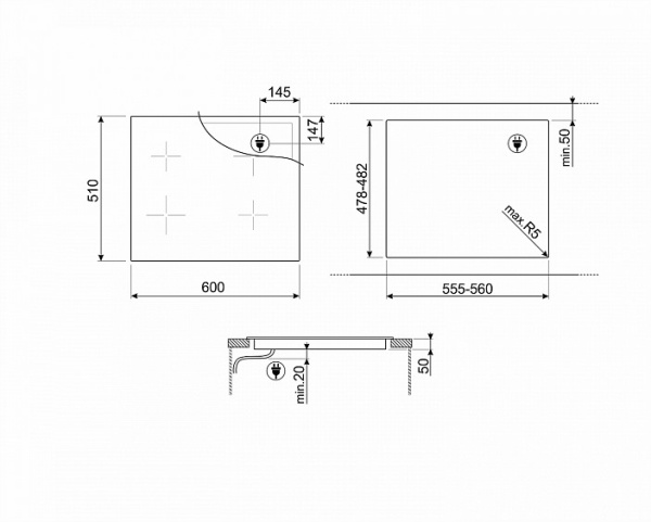 Варочная поверхность SMEG SIM1643D Варочная поверхность SMEG SIM1643D купить с доставкой по Москве и Московской области в интернет-магазине АваТехно