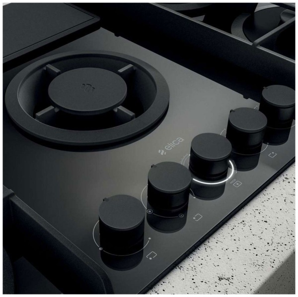 Газовая варочная панель со встроенной вытяжкой Elica NIKOLATESLA FLAME BL/A/88 купить с доставкой по Москве и Московской области в интернет-магазине АваТехно