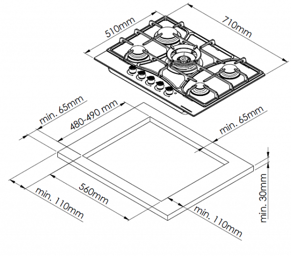 Варочная поверхность KUPPERSBERG FG 73 B купить с доставкой по Москве и Московской области в интернет-магазине АваТехно
