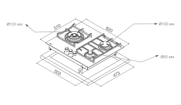 Варочная поверхность PANDO PGA-4260 купить с доставкой по Москве и Московской области в интернет-магазине АваТехно