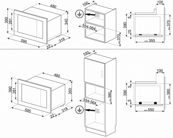 Микроволновая печь SMEG FMI120S2 купить с доставкой по Москве и Московской области в интернет-магазине АваТехно