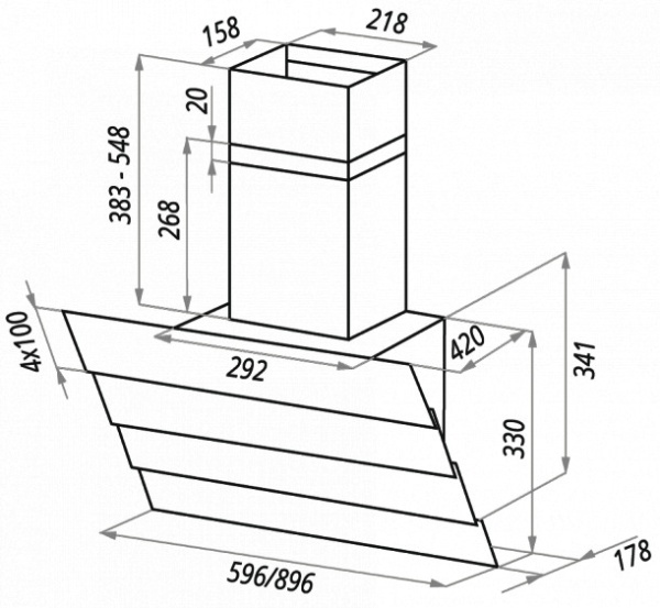 Вытяжка MAUNFELD Cascada QUART 60 BIEGE купить с доставкой по Москве и Московской области в интернет-магазине АваТехно