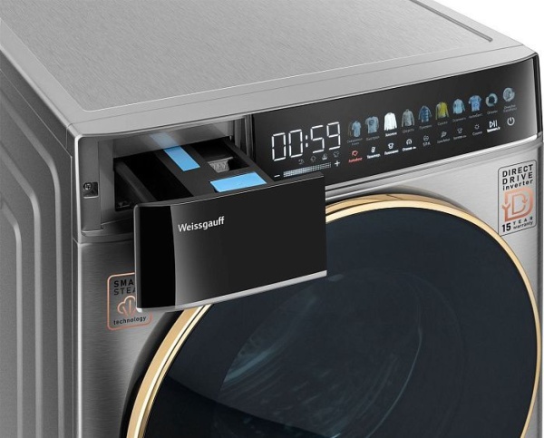 Стиральная машина WEISSGAUFF WMD 58411 Direct Drive Inverter Premium Steam Steel купить с доставкой по Москве и Московской области в интернет-магазине АваТехно