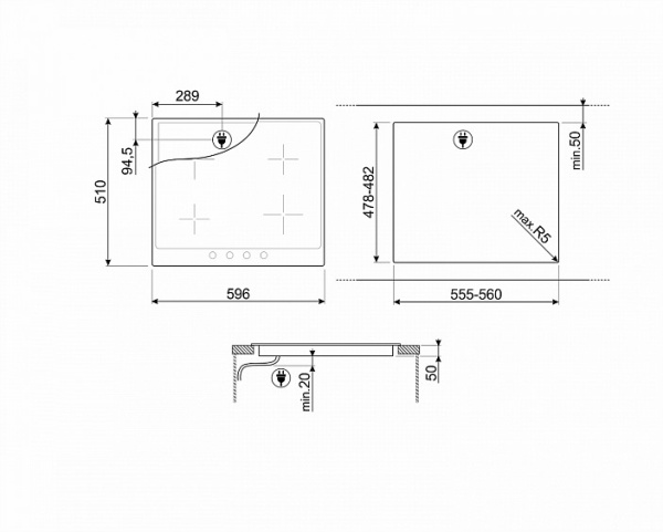 Варочная поверхность SMEG SI964NM Варочная поверхность SMEG SI964NM купить с доставкой по Москве и Московской области в интернет-магазине АваТехно