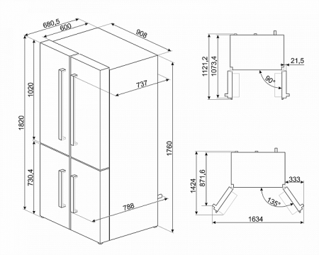 Холодильник SMEG FQ60B2PE1 купить с доставкой по Москве и Московской области в интернет-магазине АваТехно