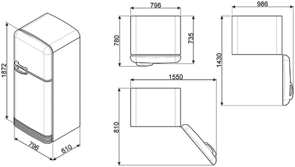 Холодильник Smeg FAB50RPB купить с доставкой по Москве и Московской области в интернет-магазине АваТехно