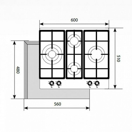 Газовая панель Lex GVG 6043C IV LIGHT купить с доставкой по Москве и Московской области в интернет-магазине АваТехно