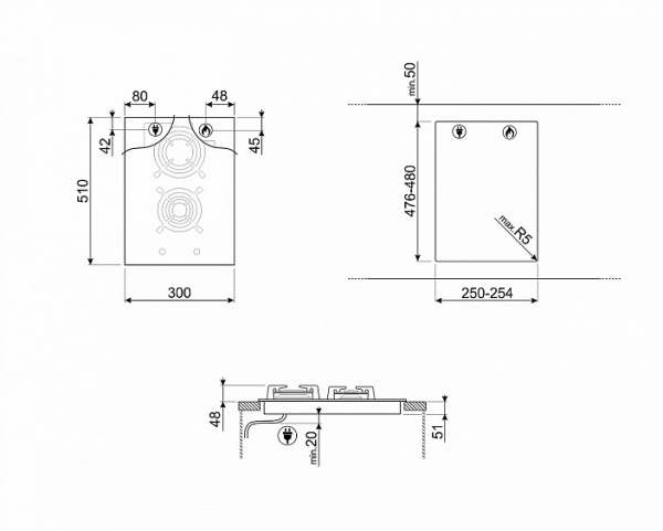 Газовая поверхность SMEG PV332CN купить с доставкой по Москве и Московской области в интернет-магазине АваТехно