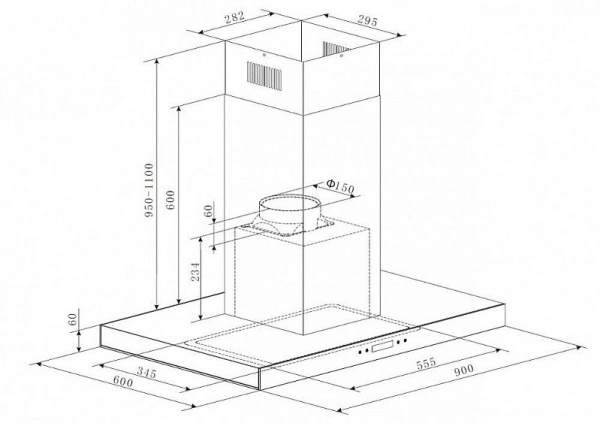 Вытяжка Maunfeld HARBOUR glass isla 90 нержавейка+черное стекло купить с доставкой по Москве и Московской области в интернет-магазине АваТехно