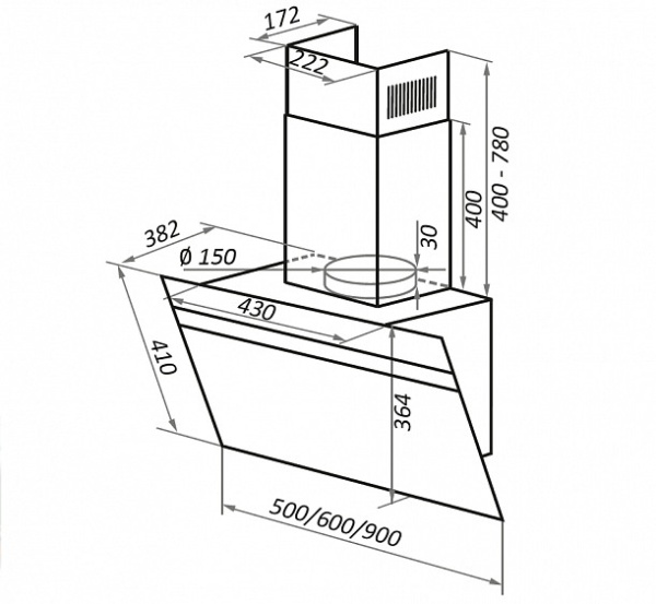 Вытяжка MAUNFELD MEDWAY 50 черный/сатин купить с доставкой по Москве и Московской области в интернет-магазине АваТехно