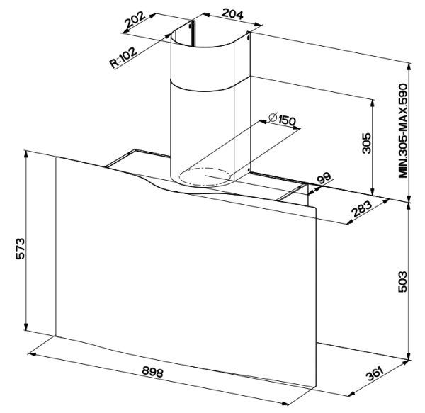 Вытяжка FABER 110.0324.954  veil bk a90 купить с доставкой по Москве и Московской области в интернет-магазине АваТехно