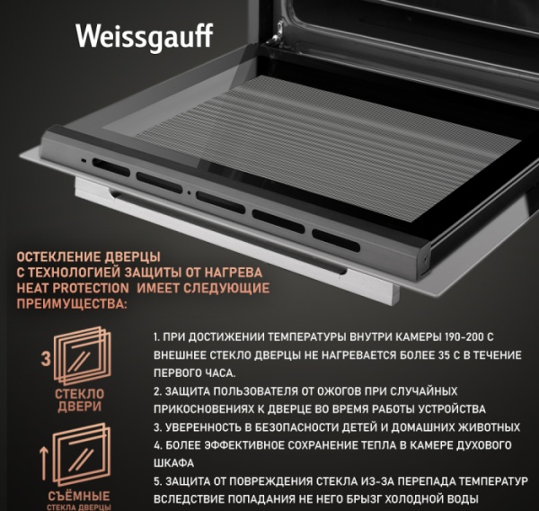 Духовой шкаф WEISSGAUFF EOV 661 PDW купить с доставкой по Москве и Московской области в интернет-магазине АваТехно