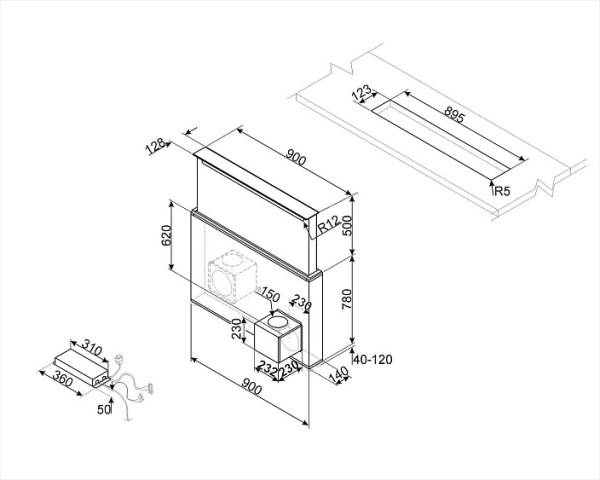 Встраиваемая вытяжка в стол Smeg KSDD90VN купить с доставкой по Москве и Московской области в интернет-магазине АваТехно