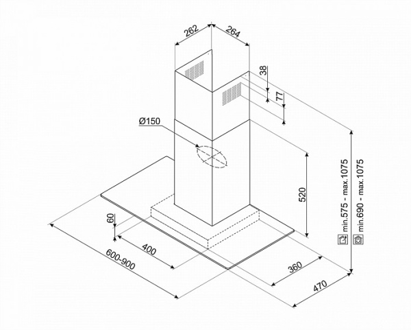 Вытяжка SMEG KBT600VE купить с доставкой по Москве и Московской области в интернет-магазине АваТехно
