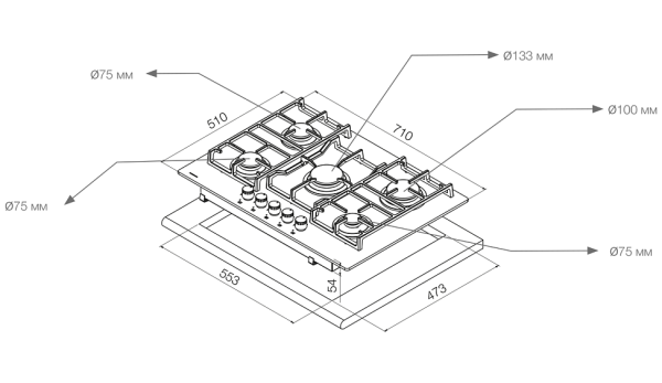 Варочная поверхность PANDO PGA-4370 купить с доставкой по Москве и Московской области в интернет-магазине АваТехно