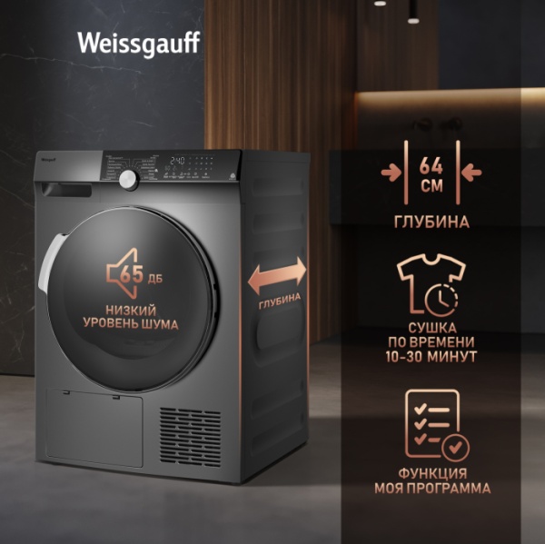 Сушильная машина WEISSGAUFF WD 599 DC Inverter Heat Pump Silver купить с доставкой по Москве и Московской области в интернет-магазине АваТехно