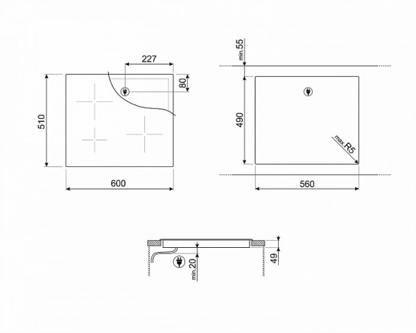 Поверхность SMEG SI7633B купить с доставкой по Москве и Московской области в интернет-магазине АваТехно