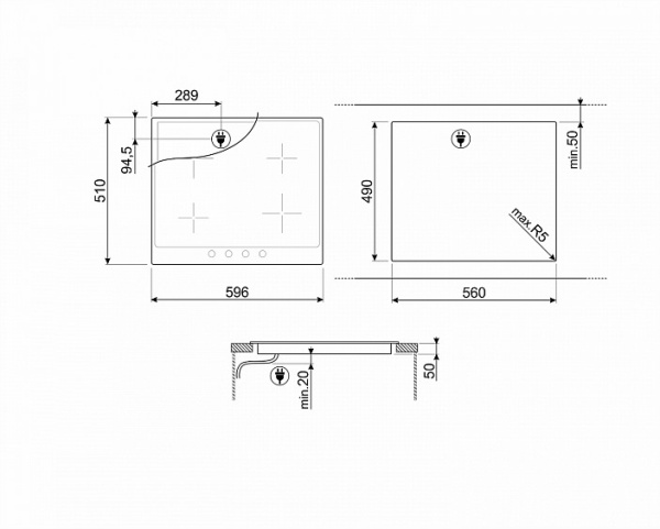 Электрическая поверхность SMEG PI964B купить с доставкой по Москве и Московской области в интернет-магазине АваТехно
