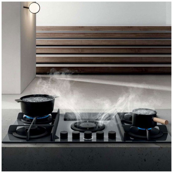 Газовая варочная панель со встроенной вытяжкой Elica NIKOLATESLA FLAME GR/A/88 купить с доставкой по Москве и Московской области в интернет-магазине АваТехно