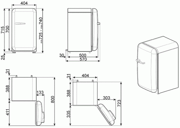 Минибар SMEG FAB5RWH3 купить с доставкой по Москве и Московской области в интернет-магазине АваТехно