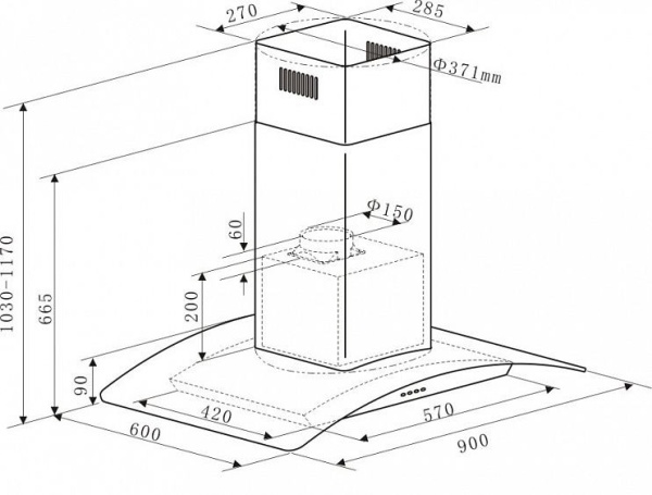 Вытяжка LEX paris isola 900 inox купить с доставкой по Москве и Московской области в интернет-магазине АваТехно
