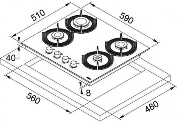 Газовая варочная поверхность FRANKE FHMF 604 4G C WH 43 (106.0541.749 ) купить с доставкой по Москве и Московской области в интернет-магазине АваТехно