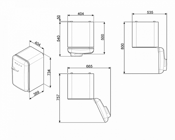 Минибар SMEG FAB5LCR3 купить с доставкой по Москве и Московской области в интернет-магазине АваТехно