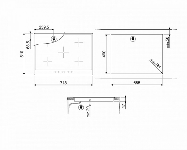 Поверхность SMEG p875a купить с доставкой по Москве и Московской области в интернет-магазине АваТехно