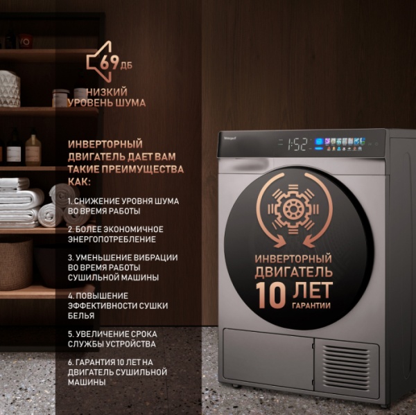 Сушильная машина WEISSGAUFF WD 998 Heat Pump Full Touch Silver купить с доставкой по Москве и Московской области в интернет-магазине АваТехно