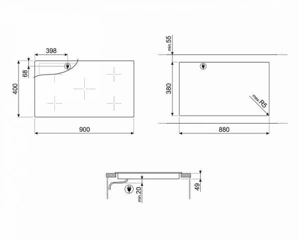 Поверхность SMEG SIH7933B купить с доставкой по Москве и Московской области в интернет-магазине АваТехно