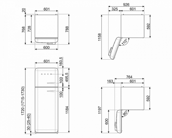 Холодильник SMEG FAB30LPK3 купить с доставкой по Москве и Московской области в интернет-магазине АваТехно