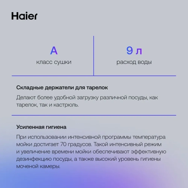 Посудомоечная машина HAIER HDWE9-191RU купить с доставкой по Москве и Московской области в интернет-магазине АваТехно