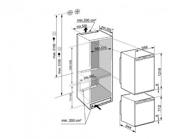 Встраиваемый холодильник LIEBHERR SBS 33I2 (IK 2320 + IG 1024) купить с доставкой по Москве и Московской области в интернет-магазине АваТехно
