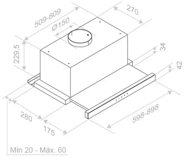 Вытяжка PANDO IES/60 IX TOUCH CT BLANCO 850 SEC купить с доставкой по Москве и Московской области в интернет-магазине АваТехно