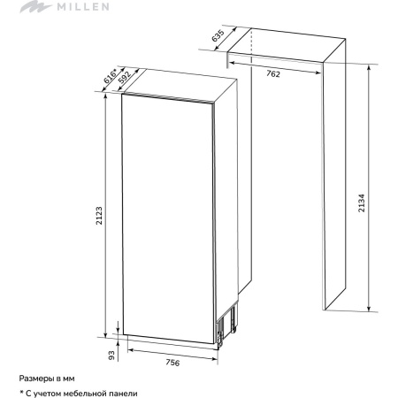 Холодильник MILLEN MBI470SDMaxPro купить с доставкой по Москве и Московской области в интернет-магазине АваТехно