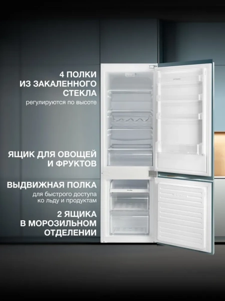 Встраиваемый холодильник Hyundai HBR 1771 купить с доставкой по Москве и Московской области в интернет-магазине АваТехно