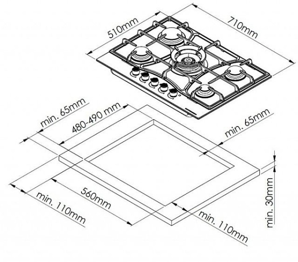 ВАРОЧНАЯ ПОВЕРХНОСТЬ KUPPERSBERG FG 73 W купить с доставкой по Москве и Московской области в интернет-магазине АваТехно