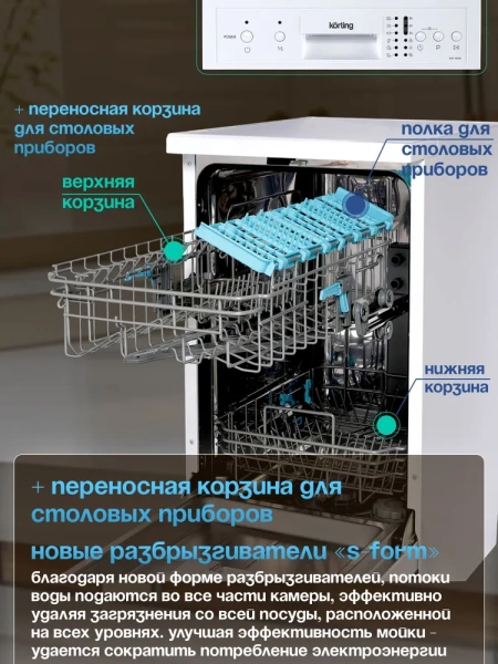 Посудомоечная машина KORTING KDF 45240 купить с доставкой по Москве и Московской области в интернет-магазине АваТехно