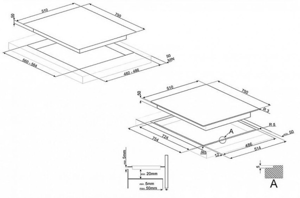 Варочная панель SMEG PV375CN купить с доставкой по Москве и Московской области в интернет-магазине АваТехно